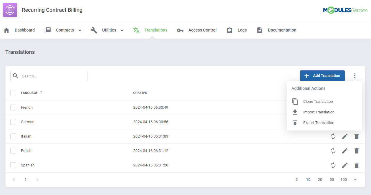 Recurring Contract Billing For WHMCS: Module Screenshot 17