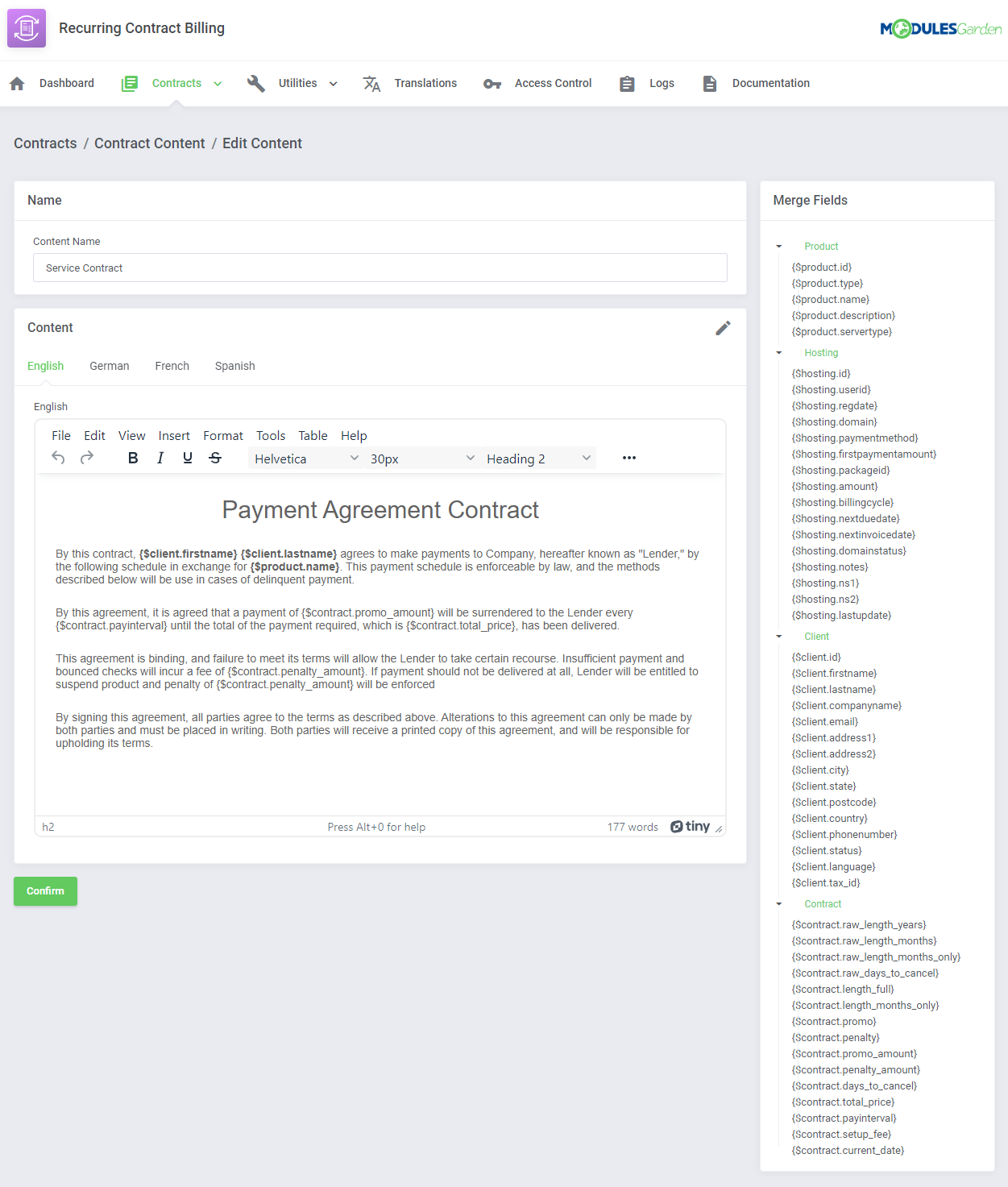 Recurring Contract Billing For WHMCS: Module Screenshot 10