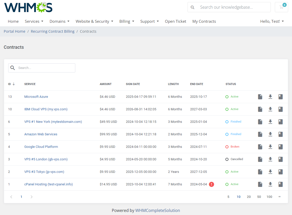 Recurring Contract Billing For WHMCS: Module Screenshot 3