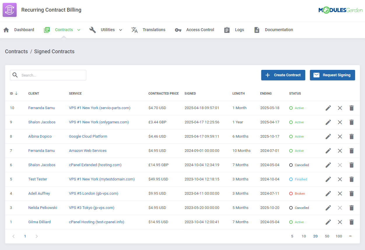 Recurring Contract Billing For WHMCS: Module Screenshot 7