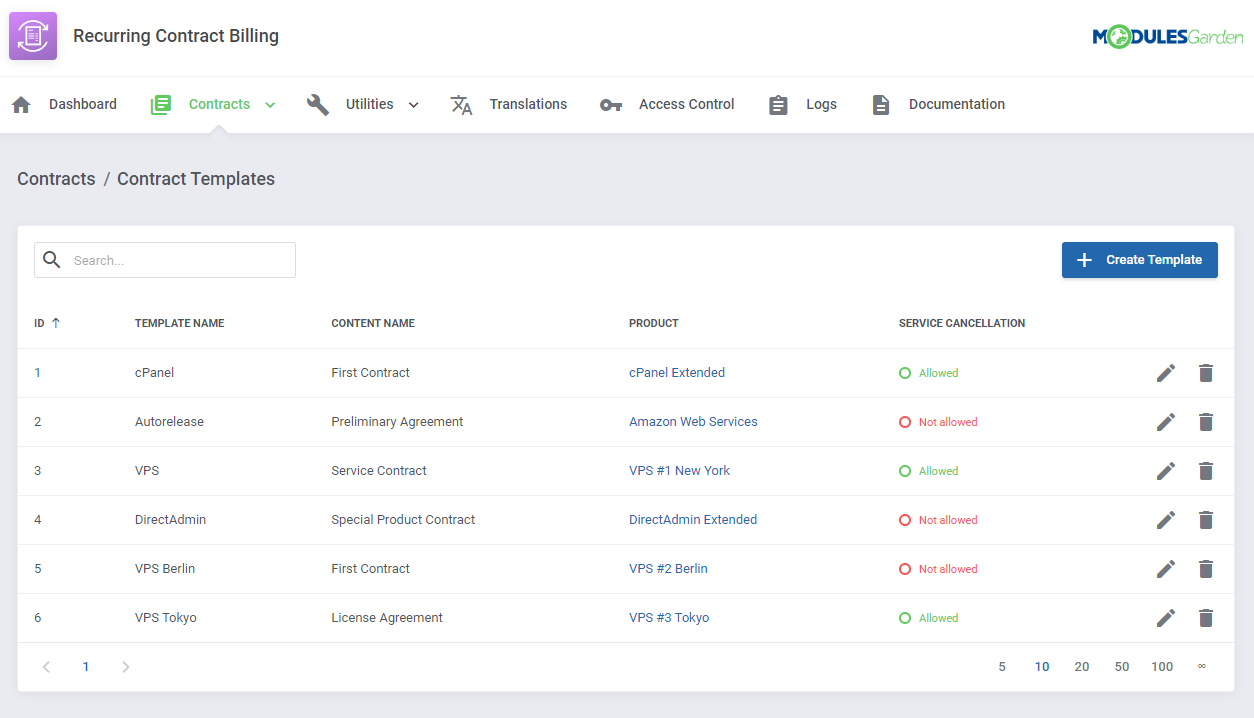 Recurring Contract Billing For WHMCS: Module Screenshot 11