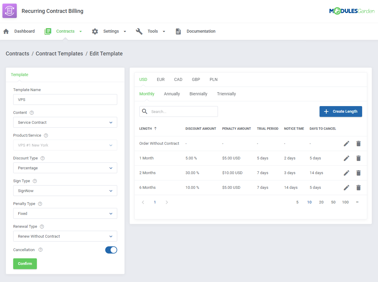 Recurring Contract Billing For WHMCS: Module Screenshot 12