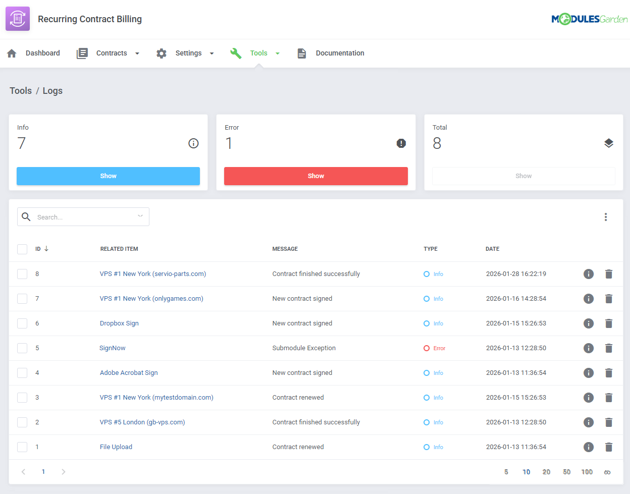 Recurring Contract Billing For WHMCS: Module Screenshot 22