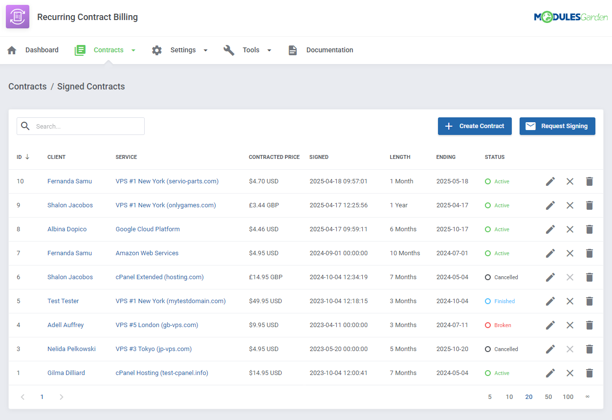 Recurring Contract Billing For WHMCS: Module Screenshot 7