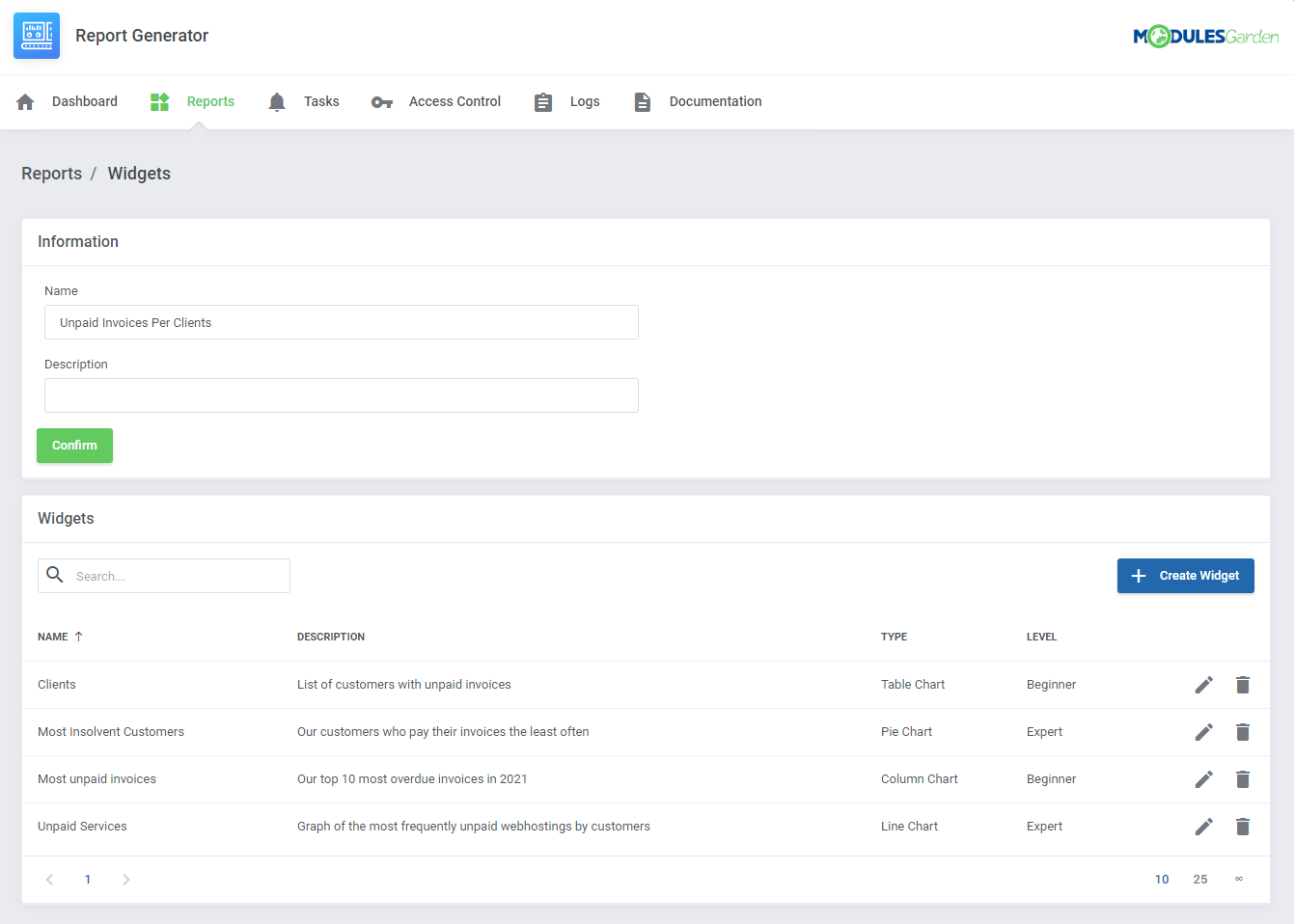 Report Generator For WHMCS: Module Screenshot 9