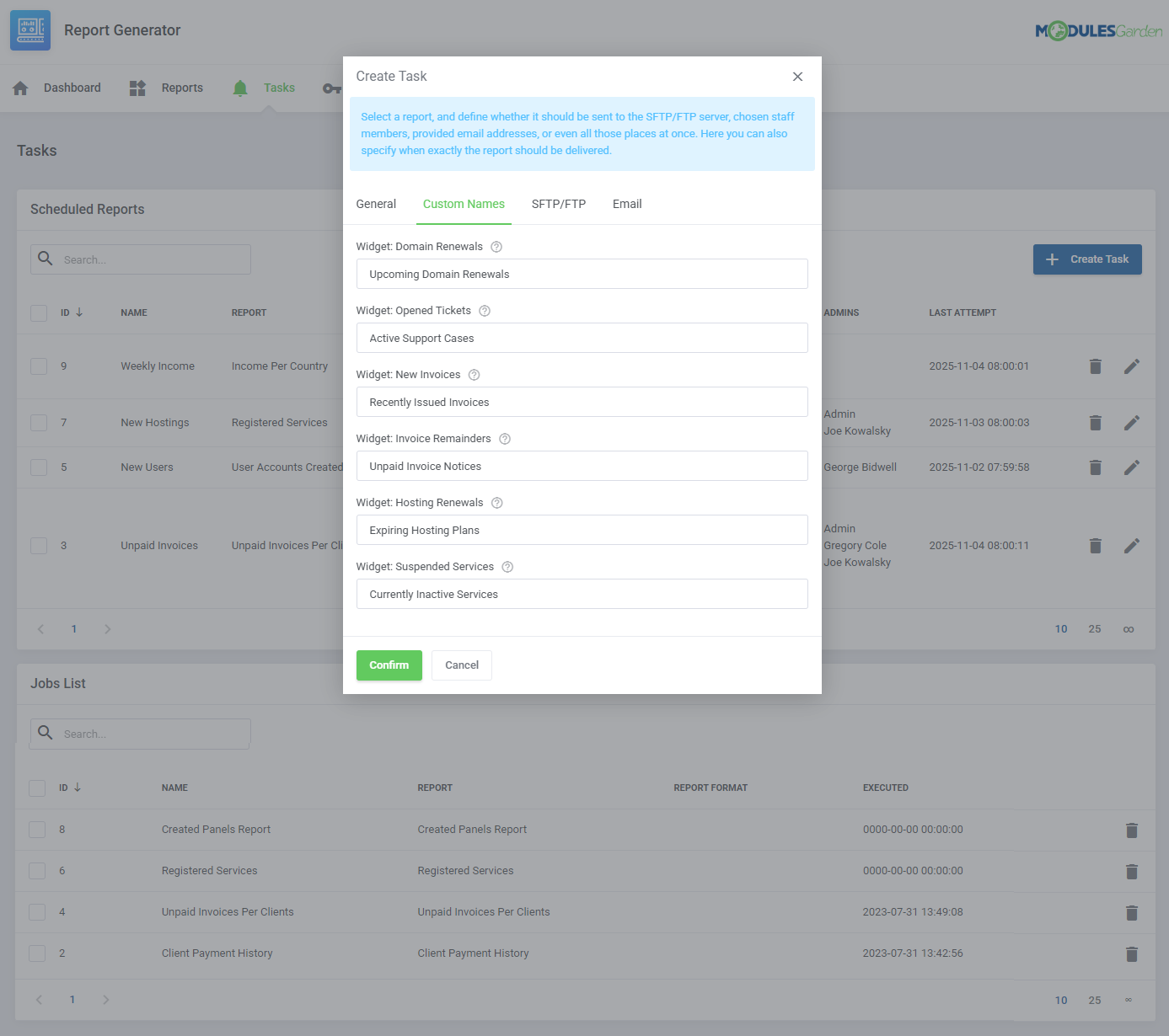Report Generator For WHMCS: Module Screenshot 20