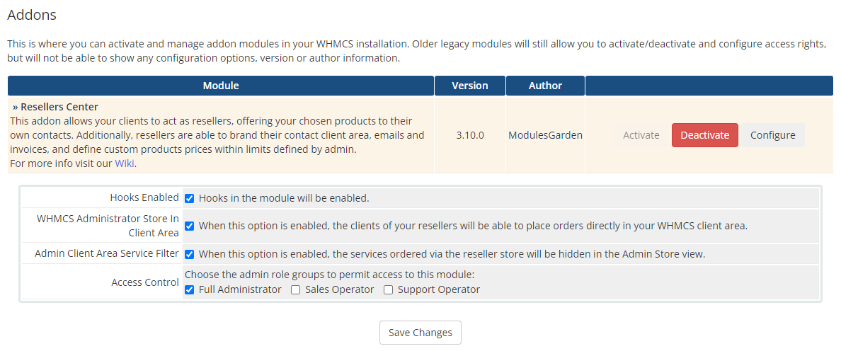 Resellers Center For WHMCS: Module Screenshot 14