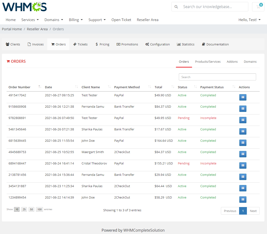 Resellers Center For WHMCS: Module Screenshot 21