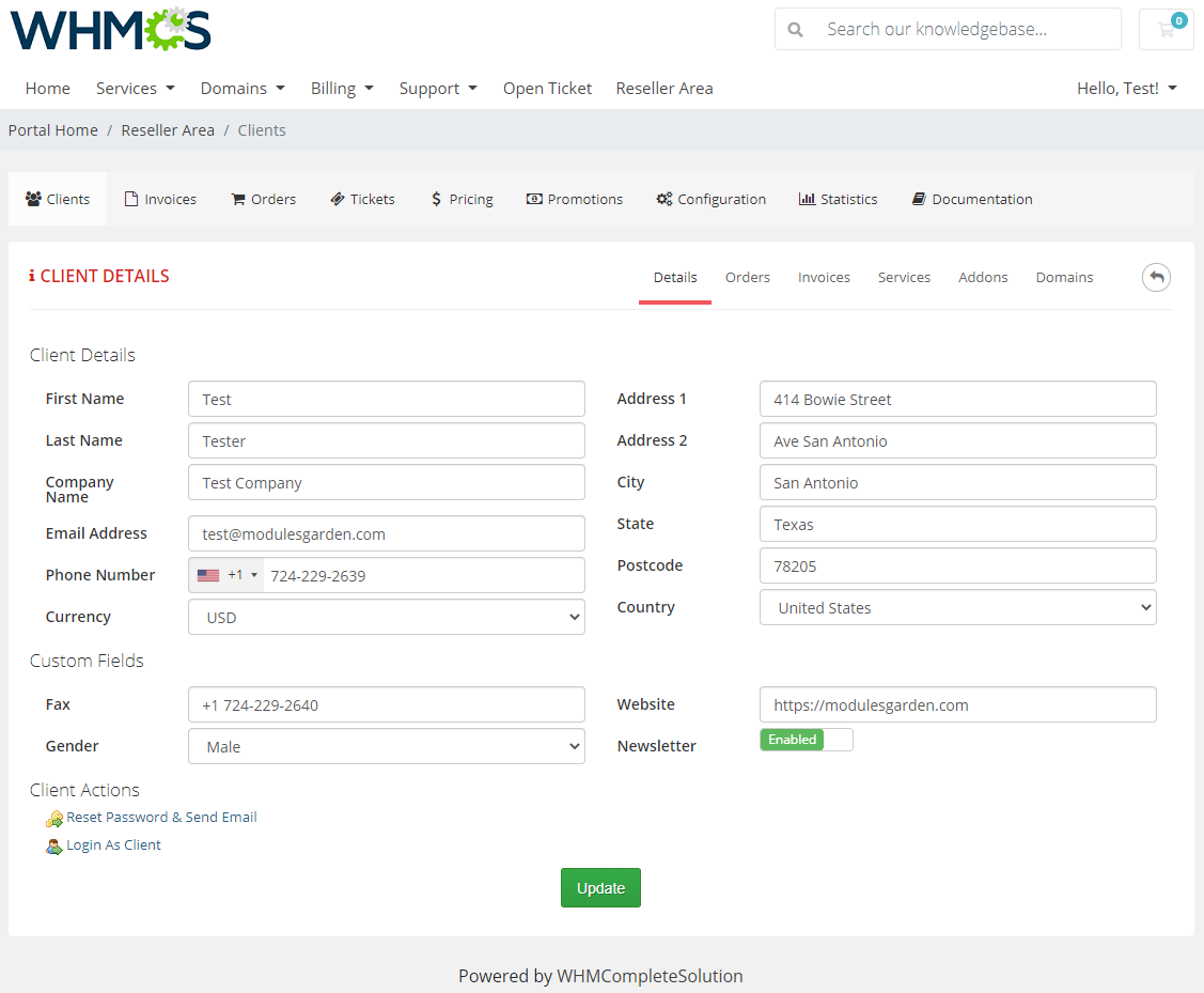 Resellers Center For WHMCS: Module Screenshot 17