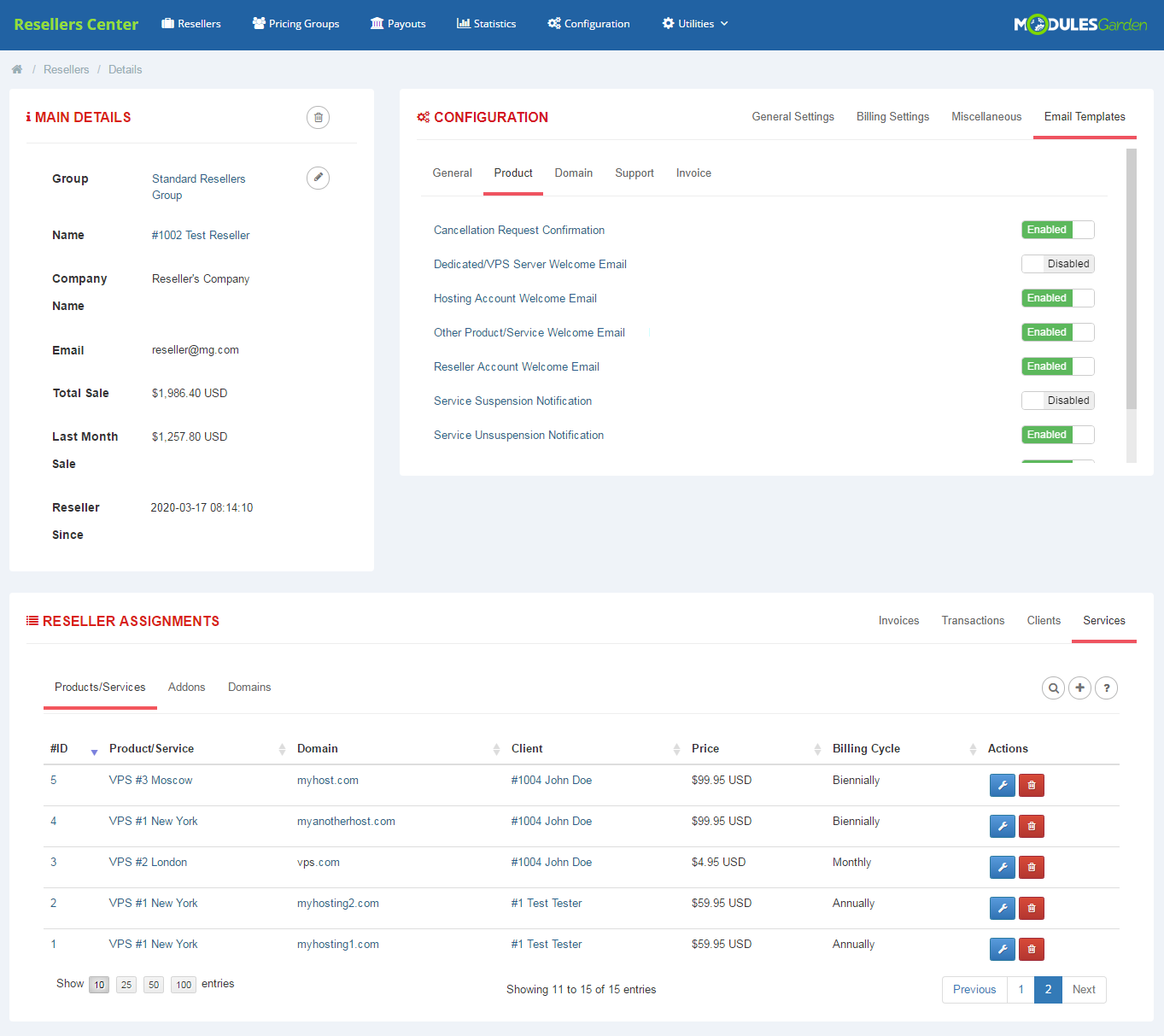 Resellers Center For WHMCS: Module Screenshot 5