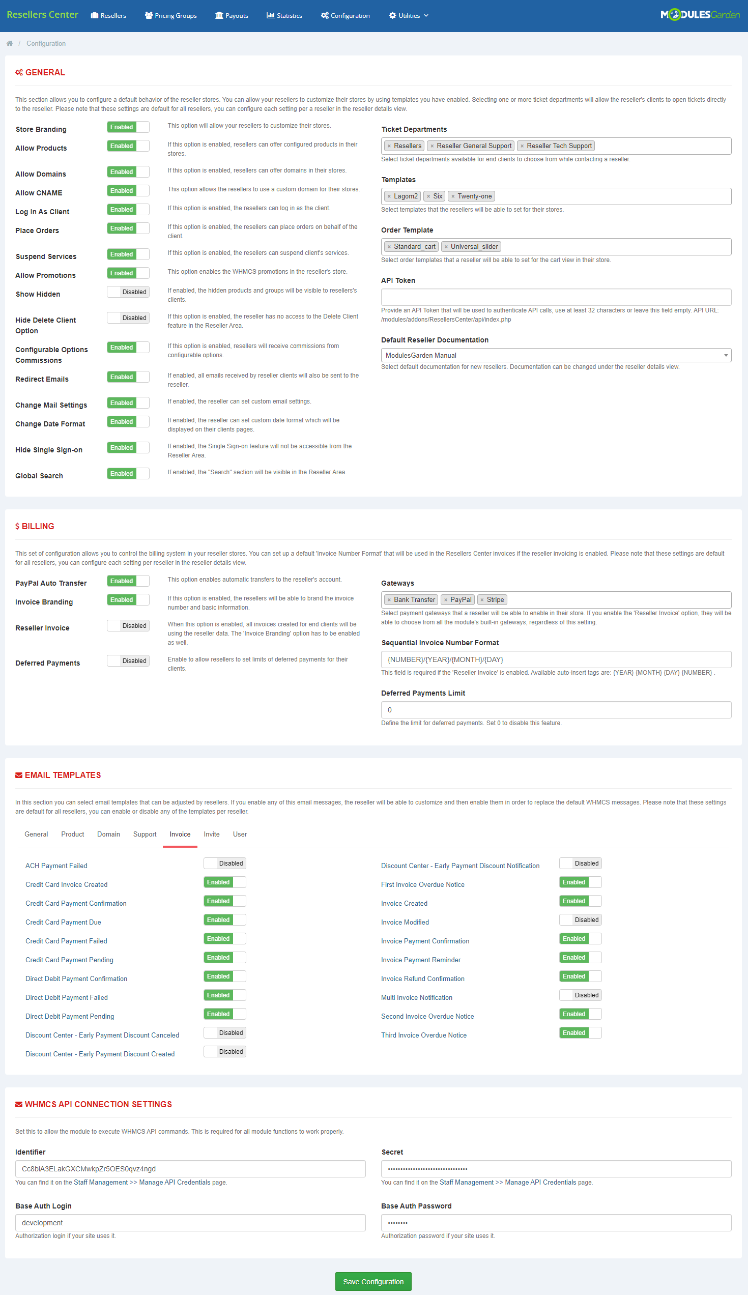Resellers Center For WHMCS: Module Screenshot 10