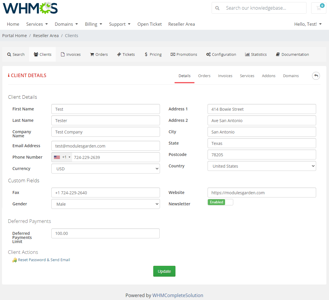 Resellers Center For WHMCS: Module Screenshot 18