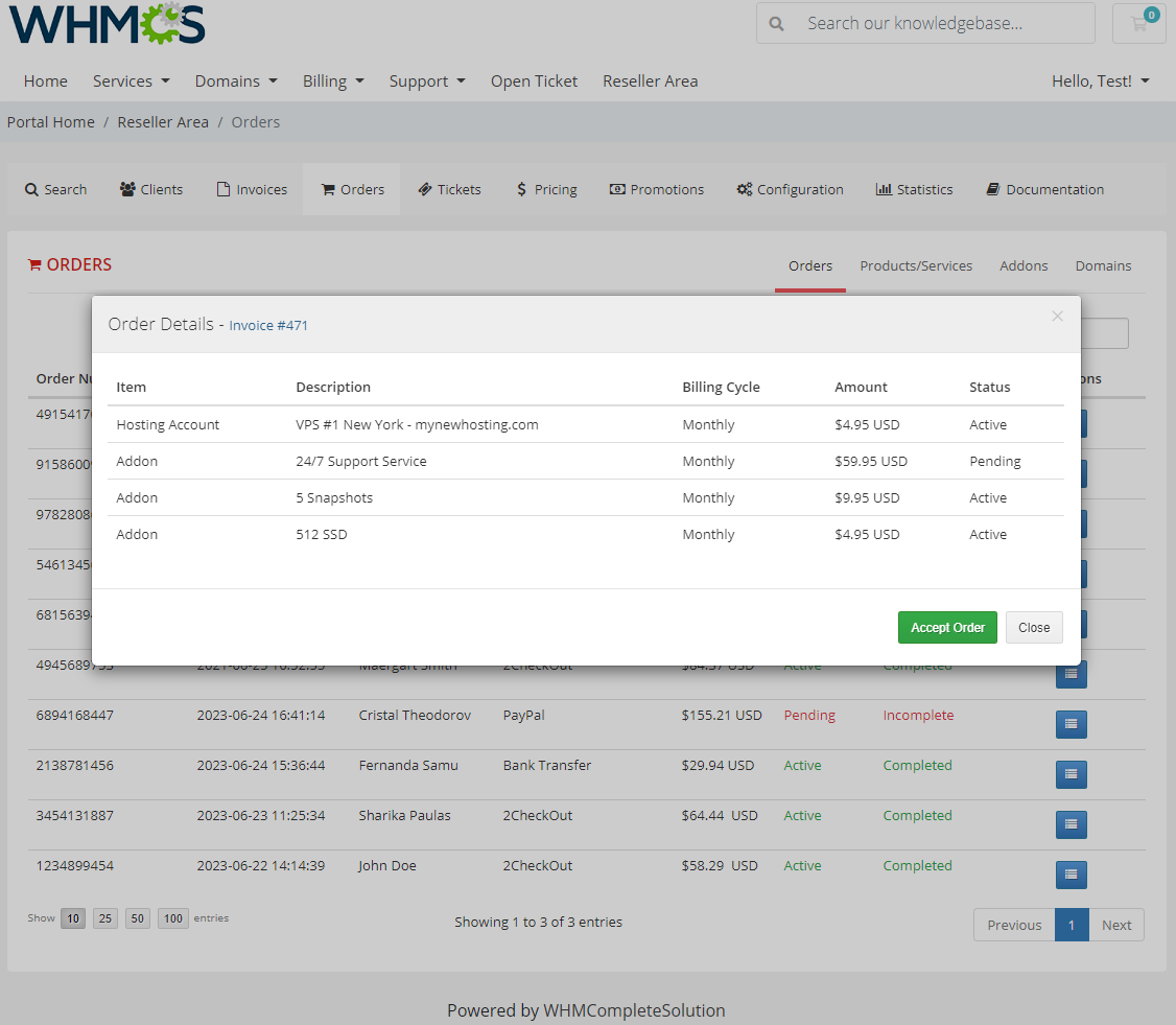 Resellers Center For WHMCS: Module Screenshot 24