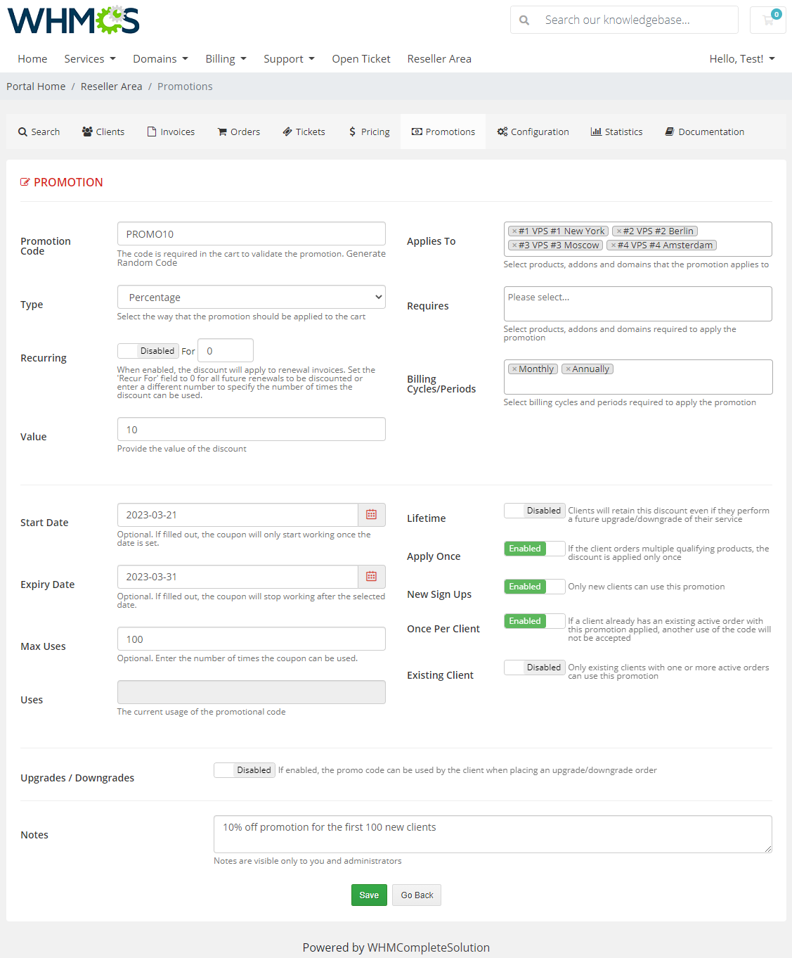 Resellers Center For WHMCS: Module Screenshot 33