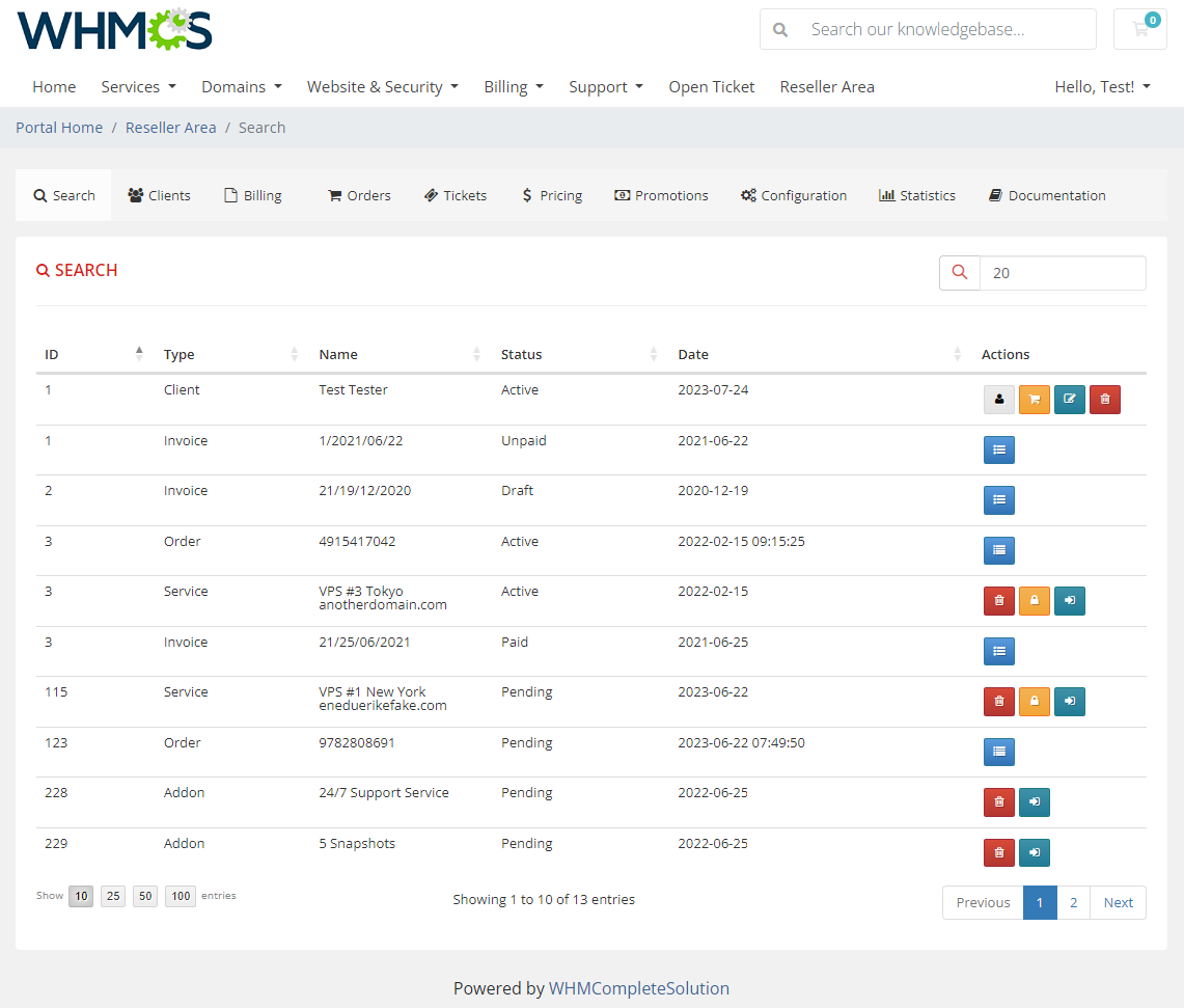 Resellers Center For WHMCS: Module Screenshot 17