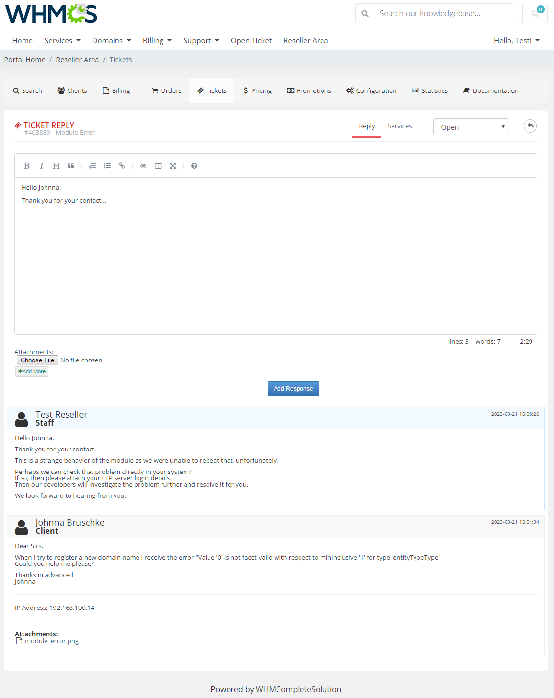 Resellers Center For WHMCS: Module Screenshot 28