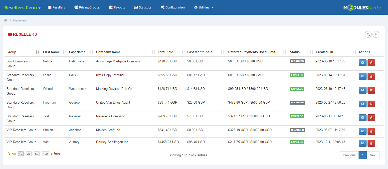 Resellers Center For WHMCS: Module Screenshot 1