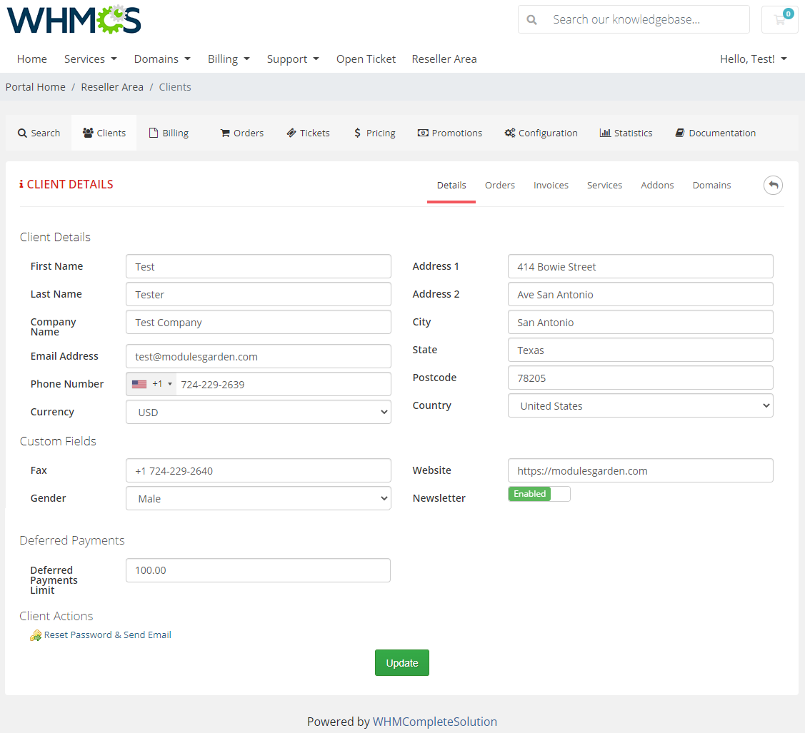 Resellers Center For WHMCS: Module Screenshot 19