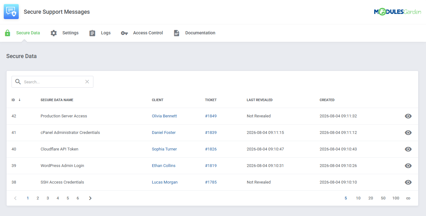 Secure Support Messages For WHMCS: Module Screenshot 6