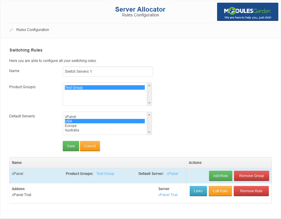 Server Allocator For WHMCS: Module Screenshot 2