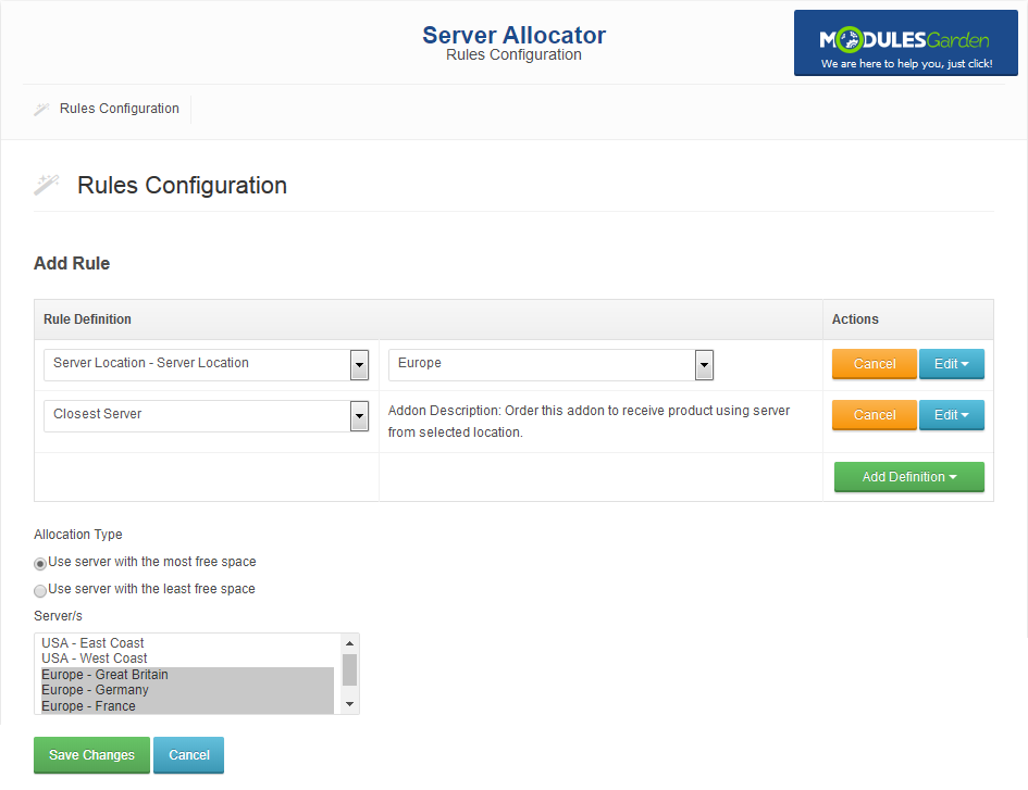 Server Allocator For WHMCS: Module Screenshot 3