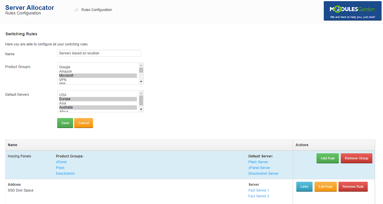 Server Allocator For WHMCS: Module Screenshot 2