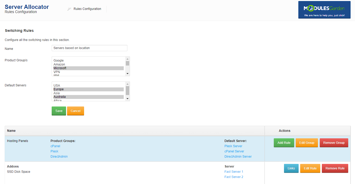 Server Allocator For WHMCS: Module Screenshot 2