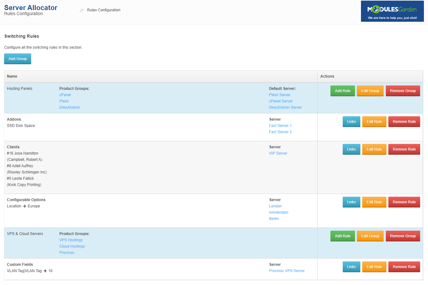 Server Allocator For WHMCS: Module Screenshot 1