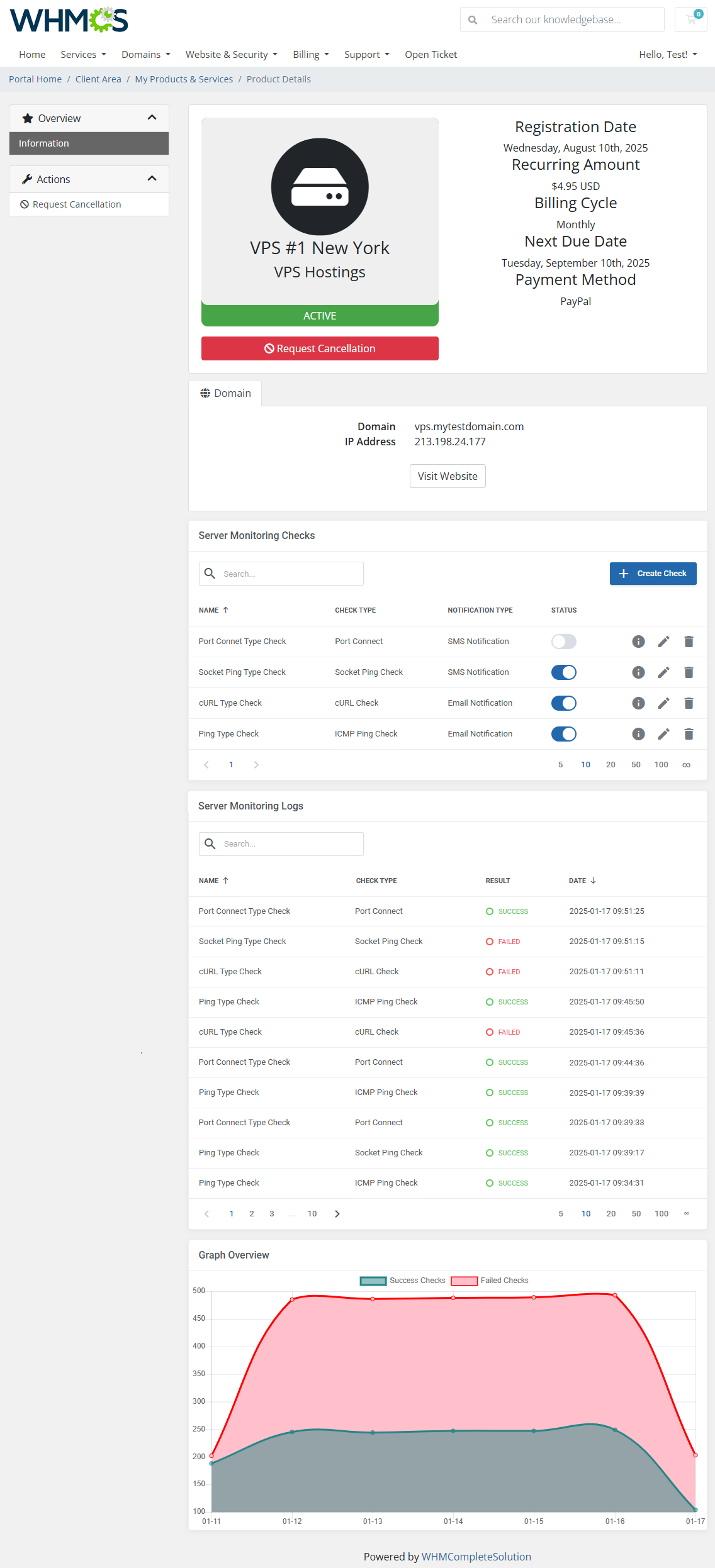 Server Monitoring For WHMCS: Module Screenshot 1