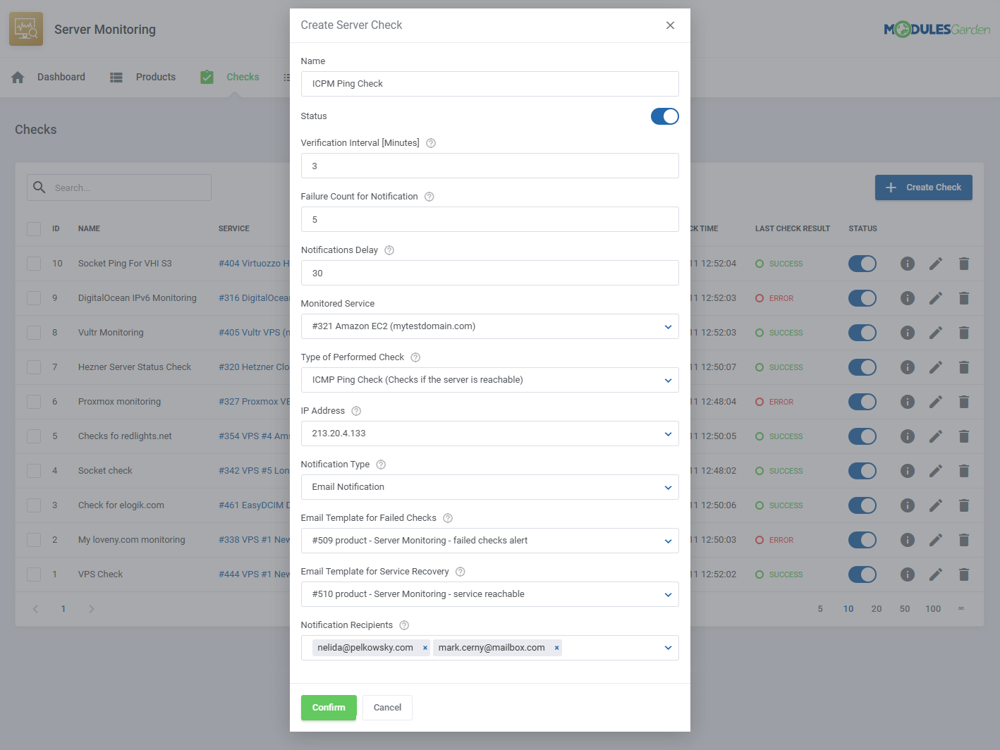 Server Monitoring For WHMCS: Module Screenshot 10