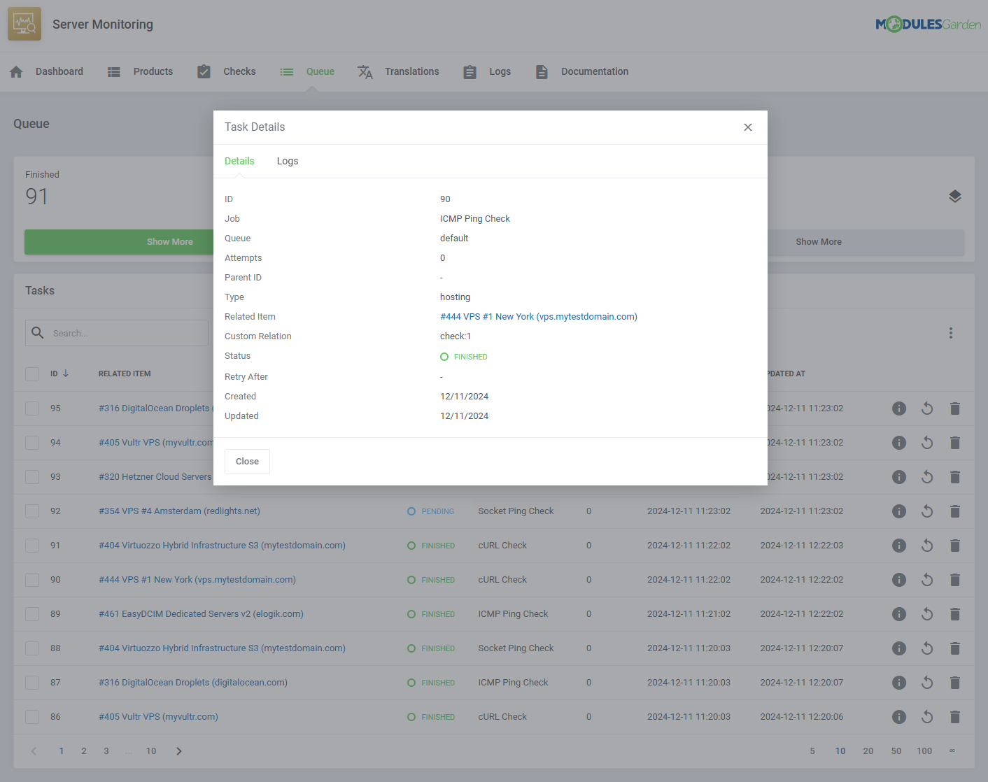 Server Monitoring For WHMCS: Module Screenshot 13