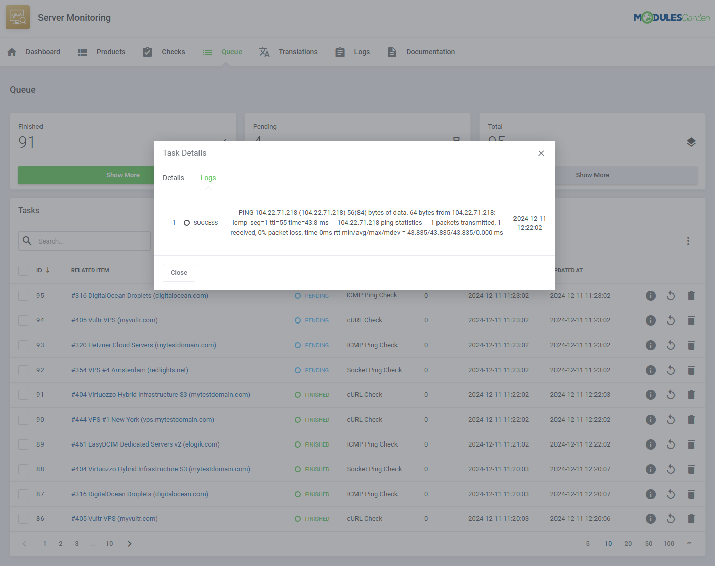 Server Monitoring For WHMCS: Module Screenshot 14