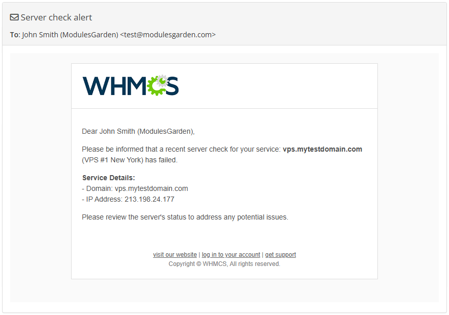 Server Monitoring For WHMCS: Module Screenshot 3