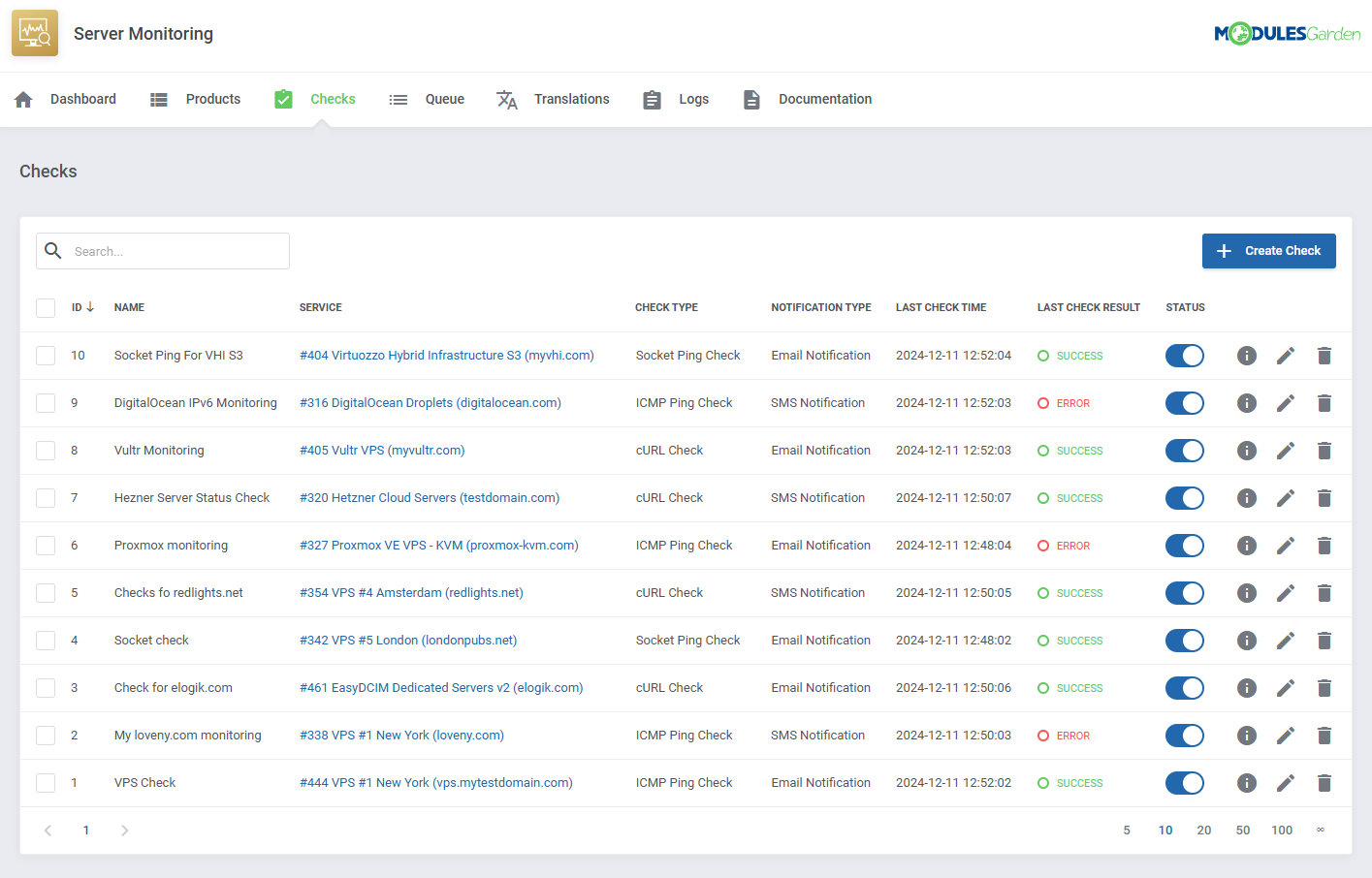 Server Monitoring For WHMCS: Module Screenshot 9