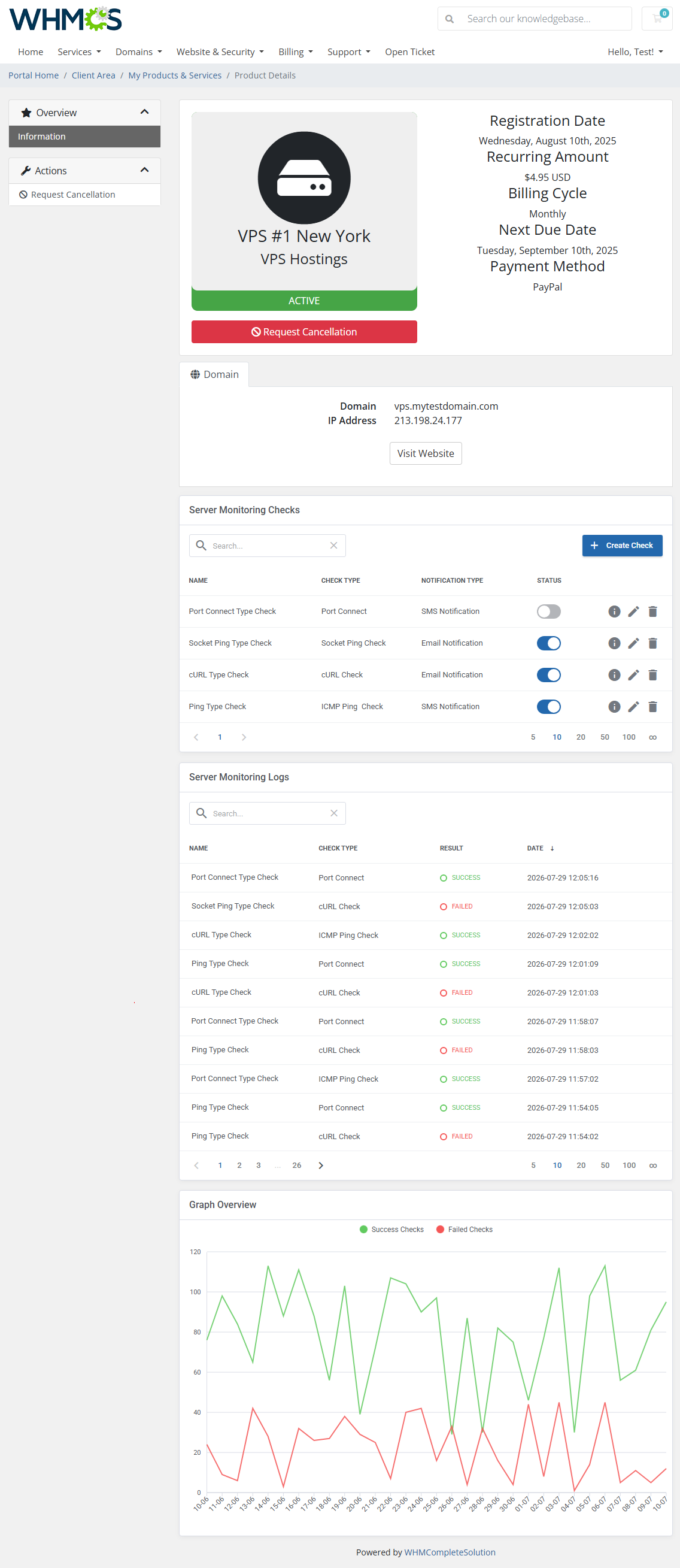 Server Monitoring For WHMCS: Module Screenshot 1