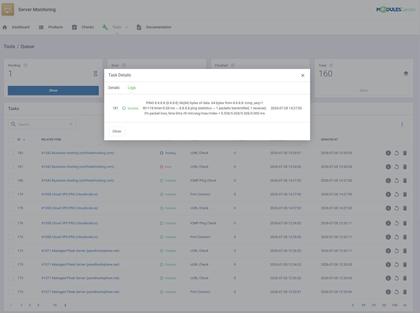 Server Monitoring For WHMCS: Module Screenshot 14