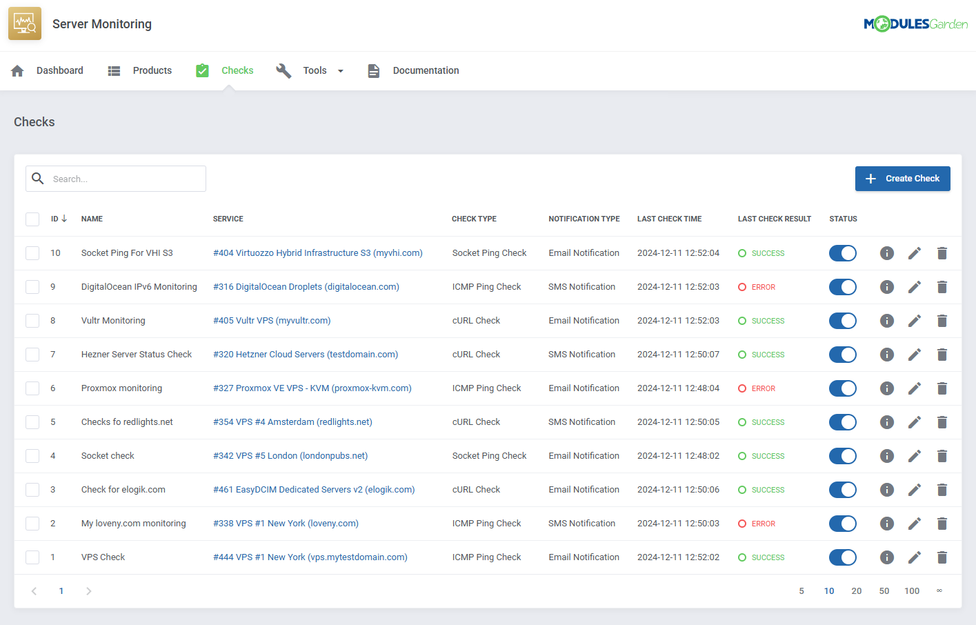 Server Monitoring For WHMCS: Module Screenshot 9