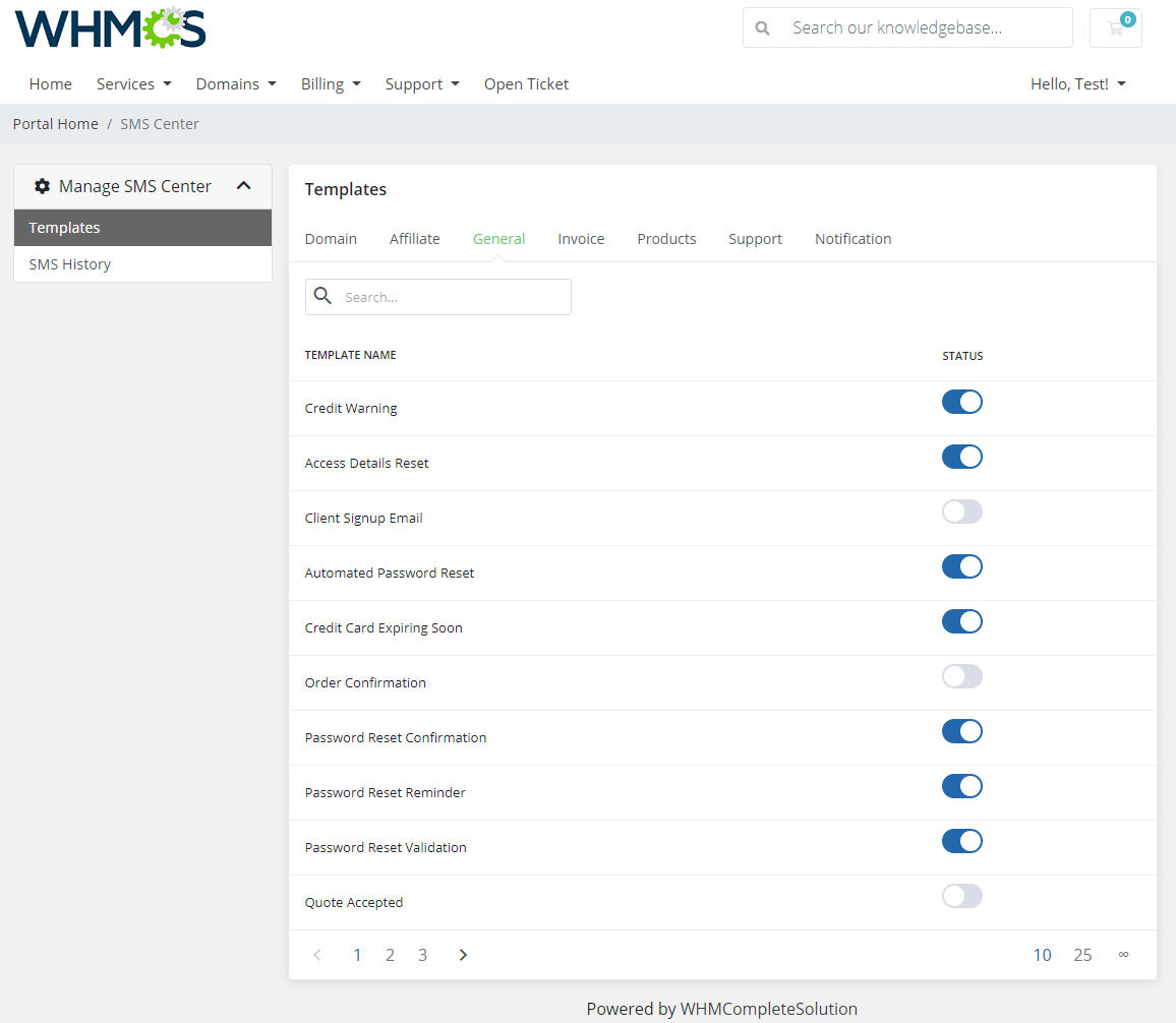 SMS Center For WHMCS: Module Screenshot 23