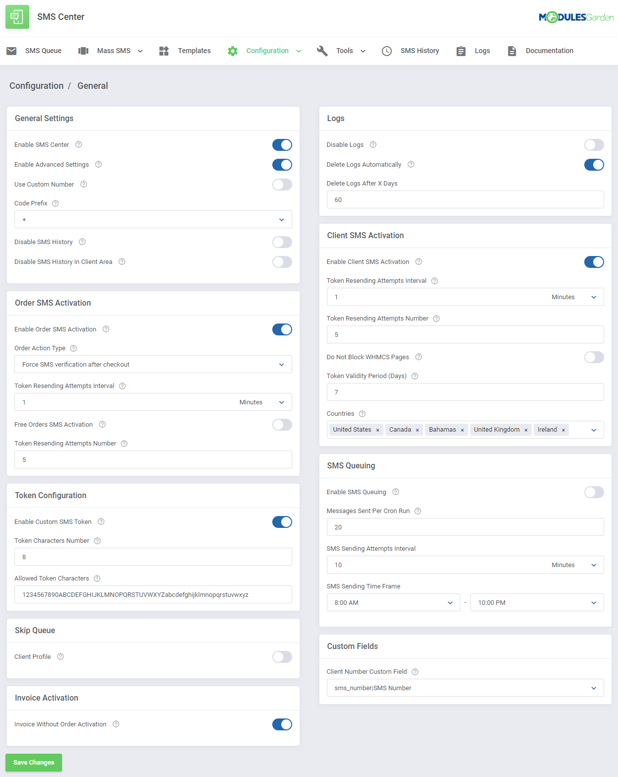 SMS Center For WHMCS: Module Screenshot 11