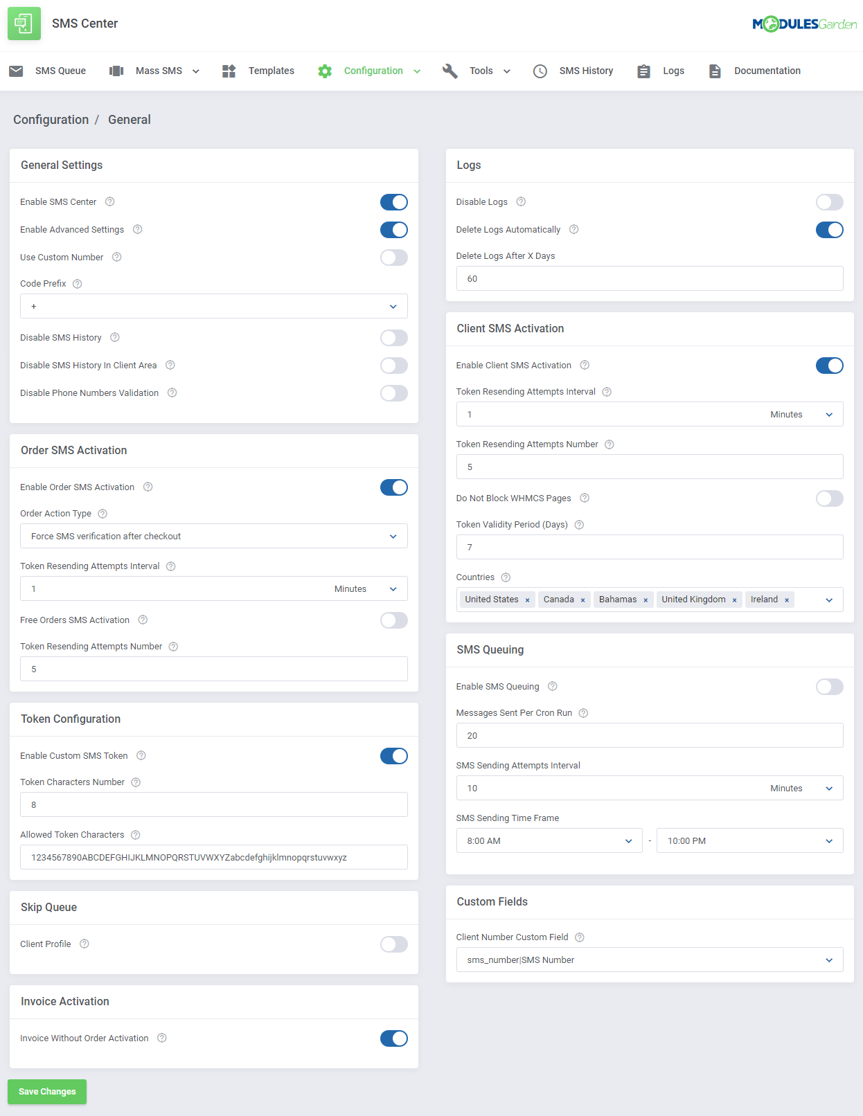 SMS Center For WHMCS: Module Screenshot 11