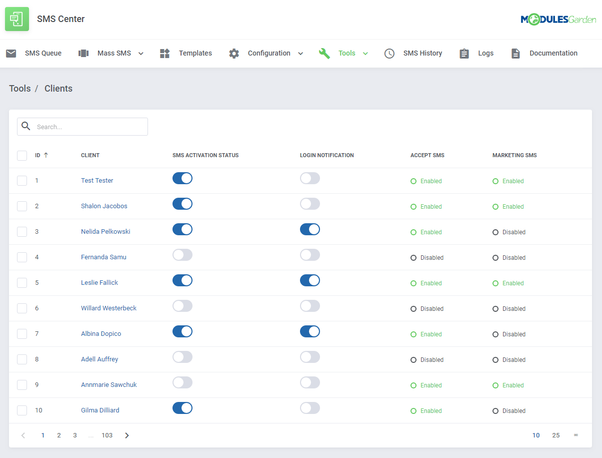 SMS Center For WHMCS: Module Screenshot 20