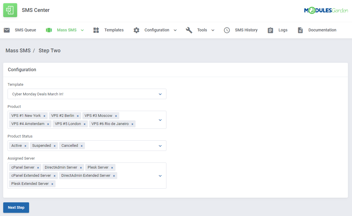 SMS Center For WHMCS: Module Screenshot 6