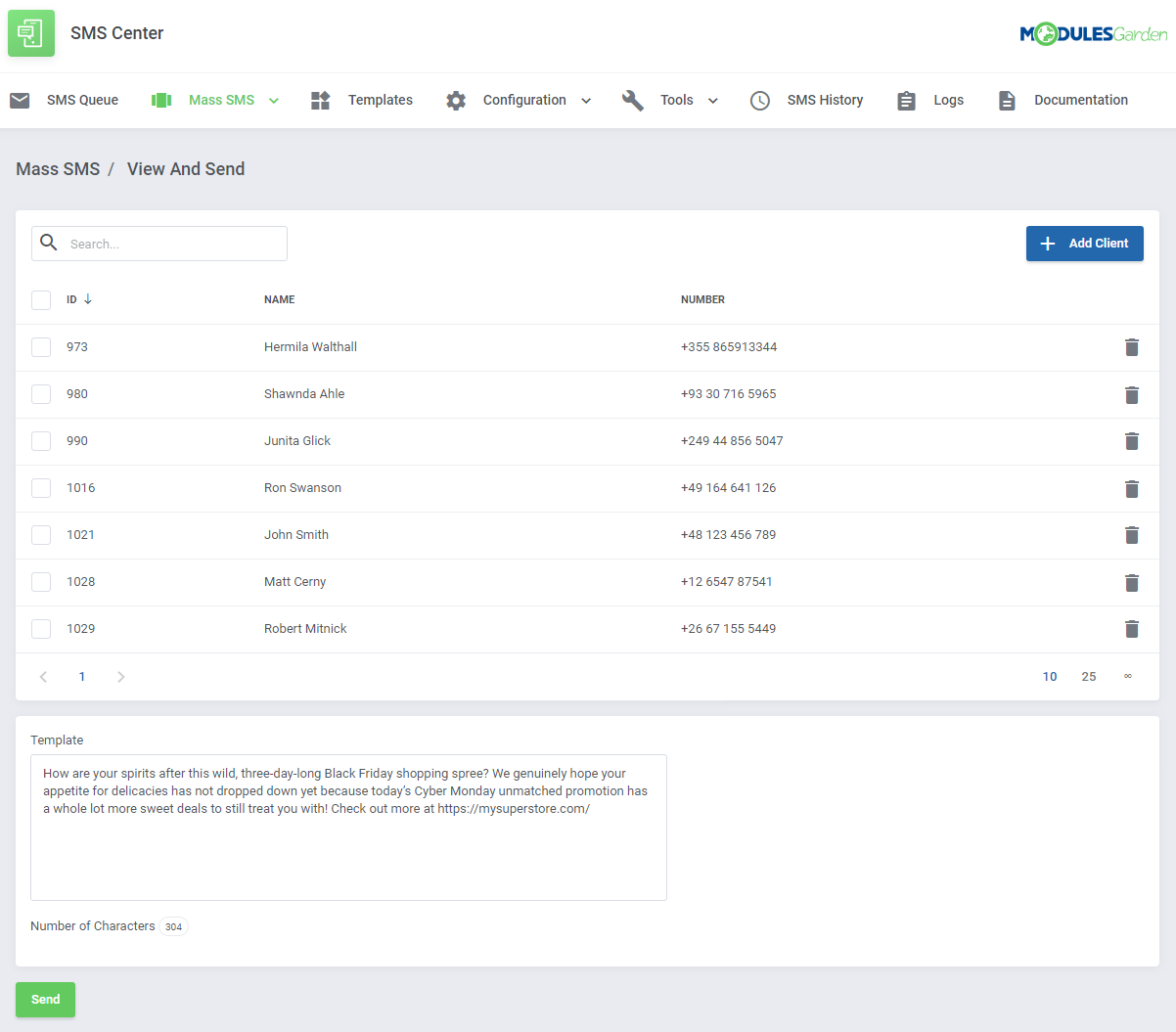 SMS Center For WHMCS: Module Screenshot 7