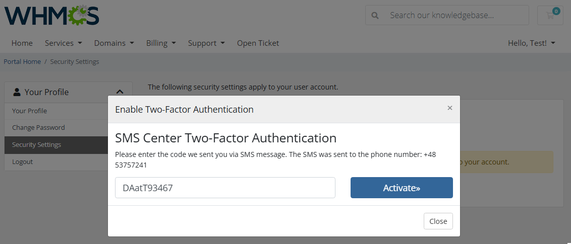 SMS Center For WHMCS: Module Screenshot 28