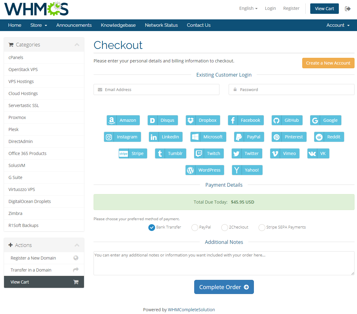Social Media Login For WHMCS: Screen 3