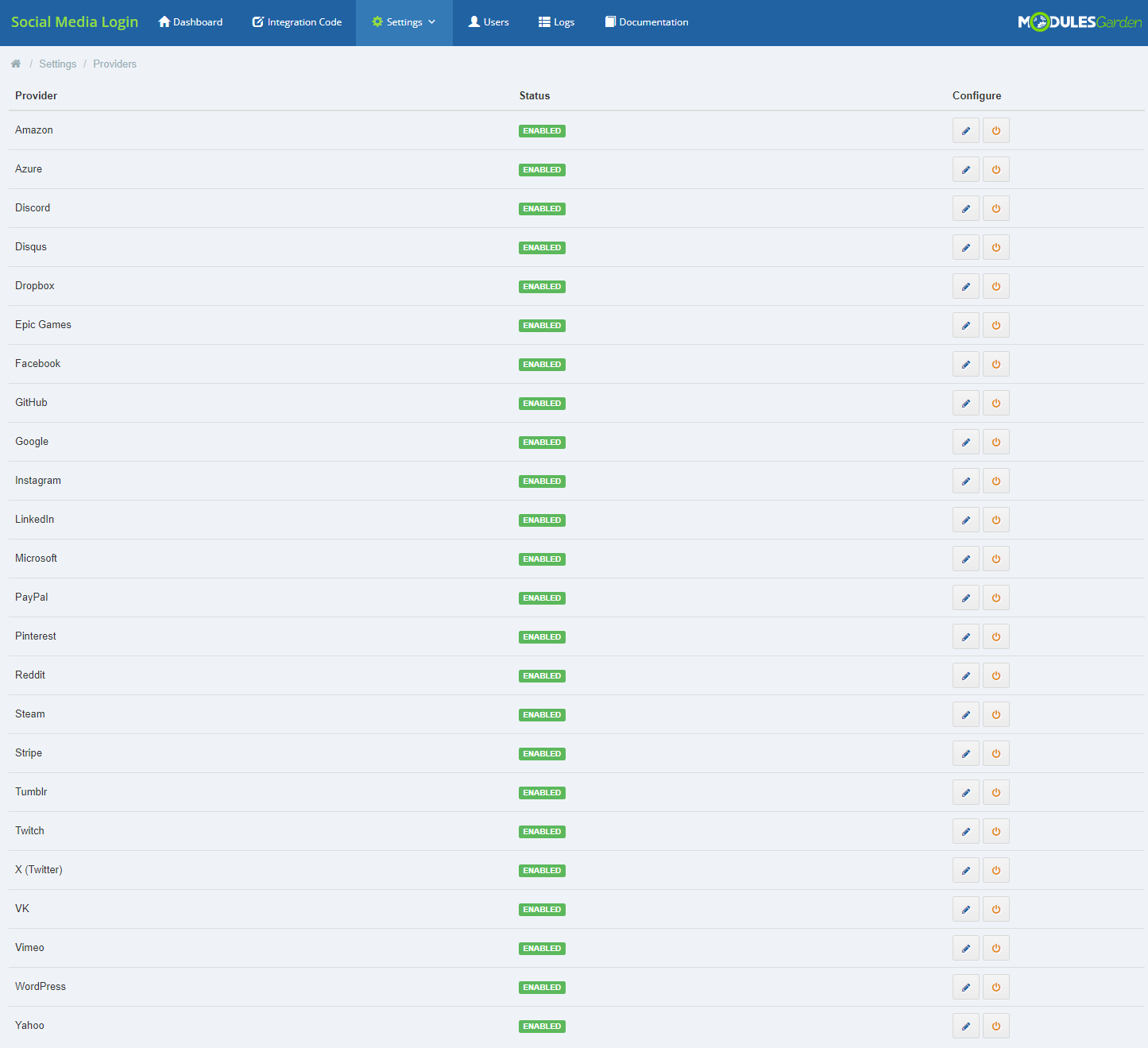 Social Media Login For WHMCS: Module Screenshot 9