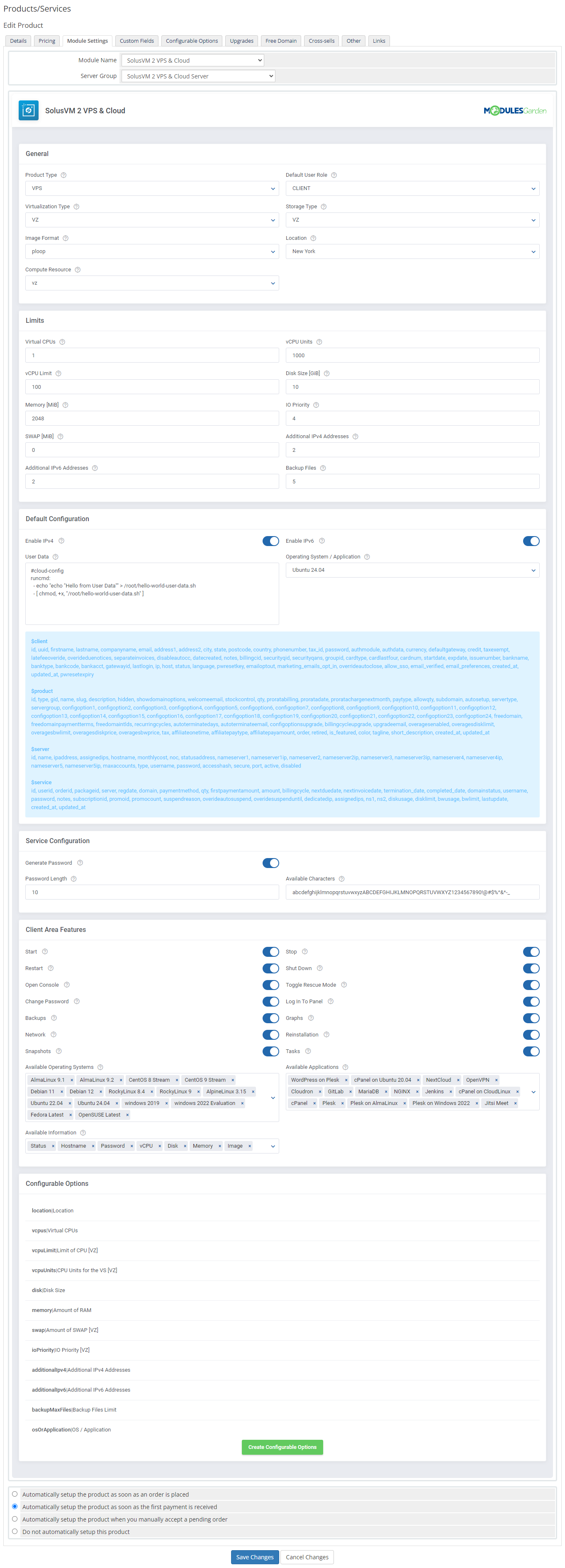 SolusVM 2 VPS & Cloud For WHMCS: Module Screenshot 21