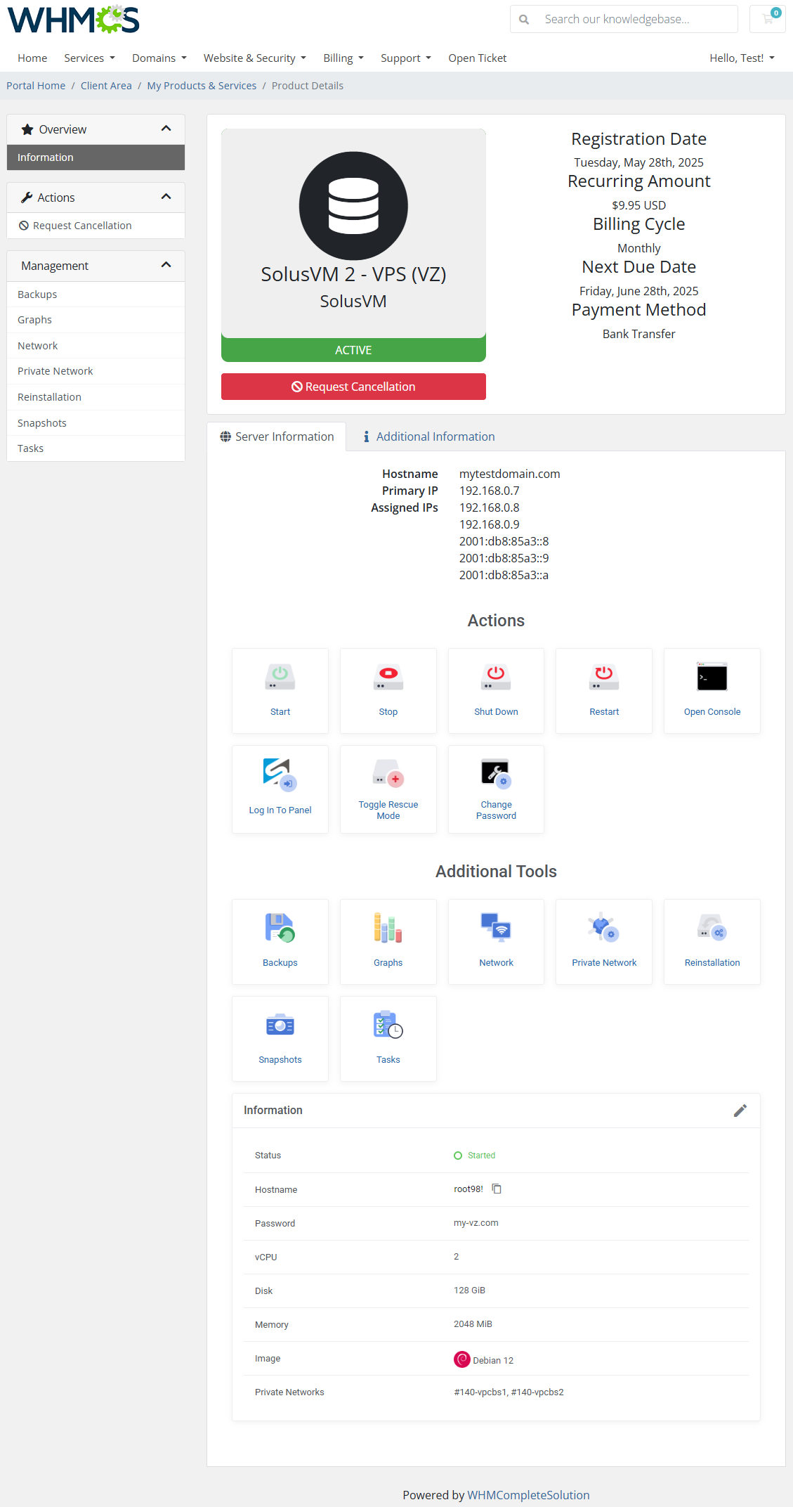SolusVM 2 VPS & Cloud For WHMCS: Module Screenshot 3