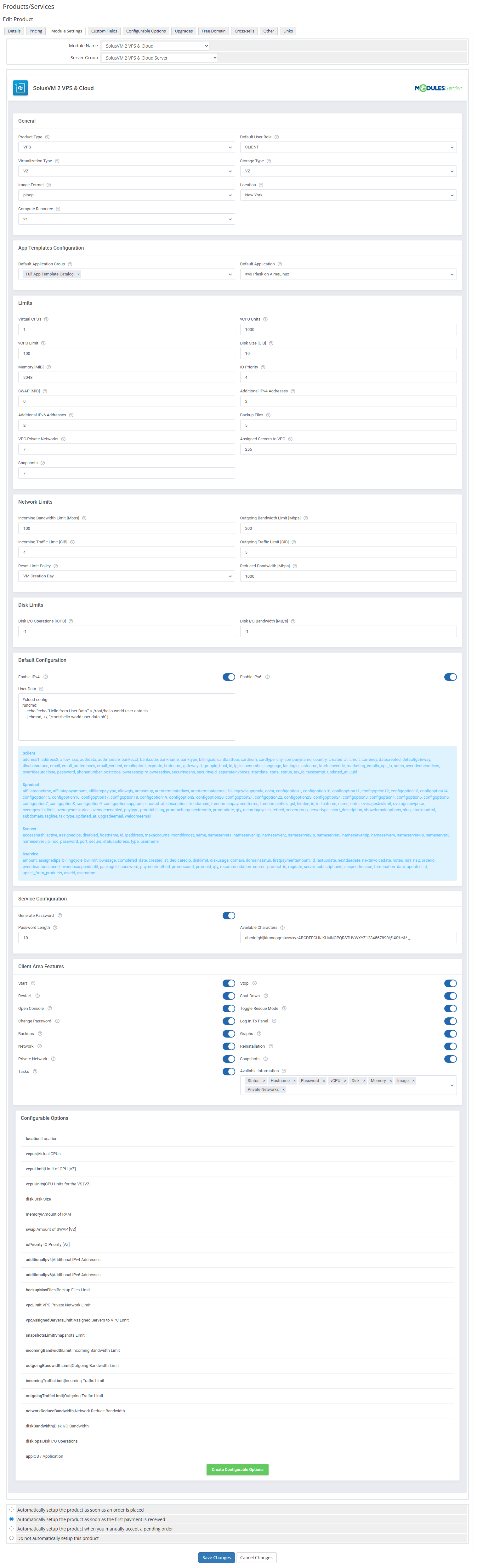 SolusVM 2 VPS & Cloud For WHMCS: Module Screenshot 27