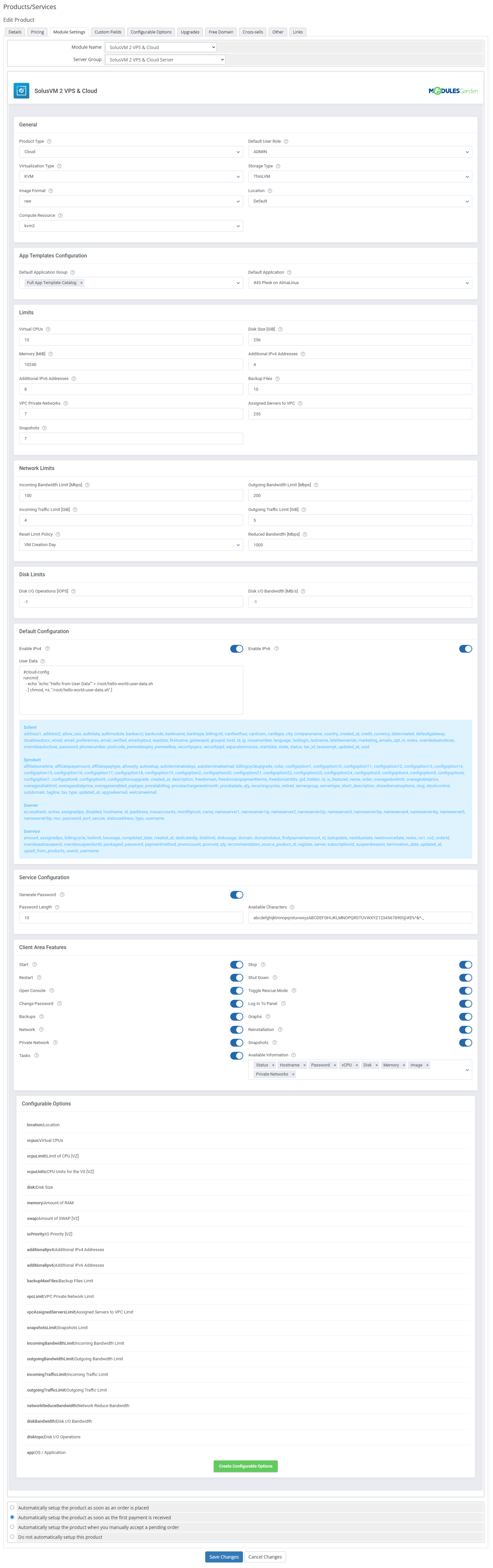 SolusVM 2 VPS & Cloud For WHMCS: Module Screenshot 28